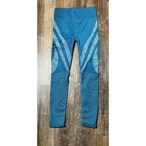 Fabletics Teal High Waisted Seamless Dot Leggings Sz Medium Exercise Spin